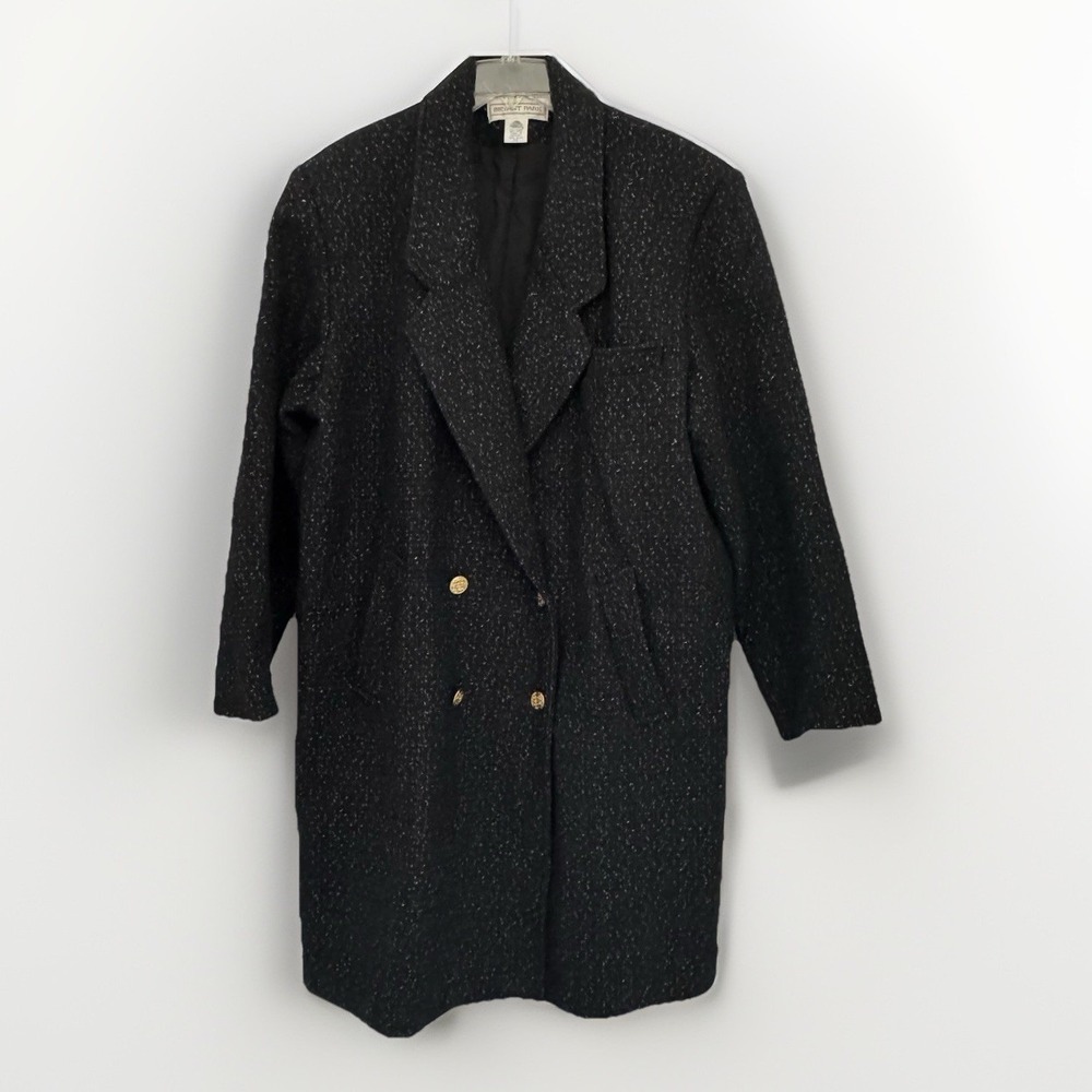 BRYANT PARK Coat Womens 20 Black 100% Pure New Wool VTG/Retro/Academia/Business